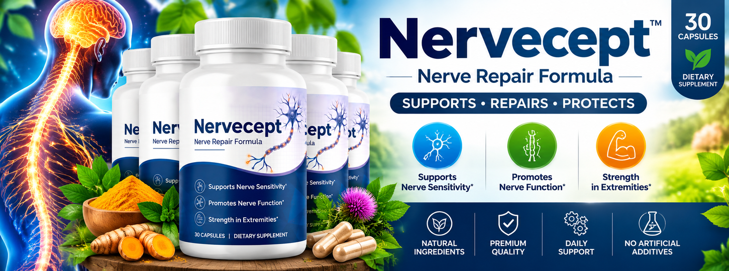 Nervecept Capsules bottles with natural botanicals and capsules — Nerve Repair Formula, 30 capsules